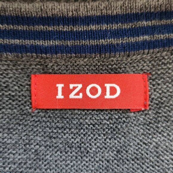Izod Gray V-neck Sweater Size Large Preppy Gray Sweater - Picture 4 of 6